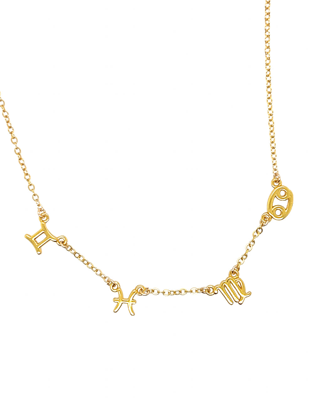 Customizable petite zodiac sign necklace with the option to add up to 7 zodiac symbols