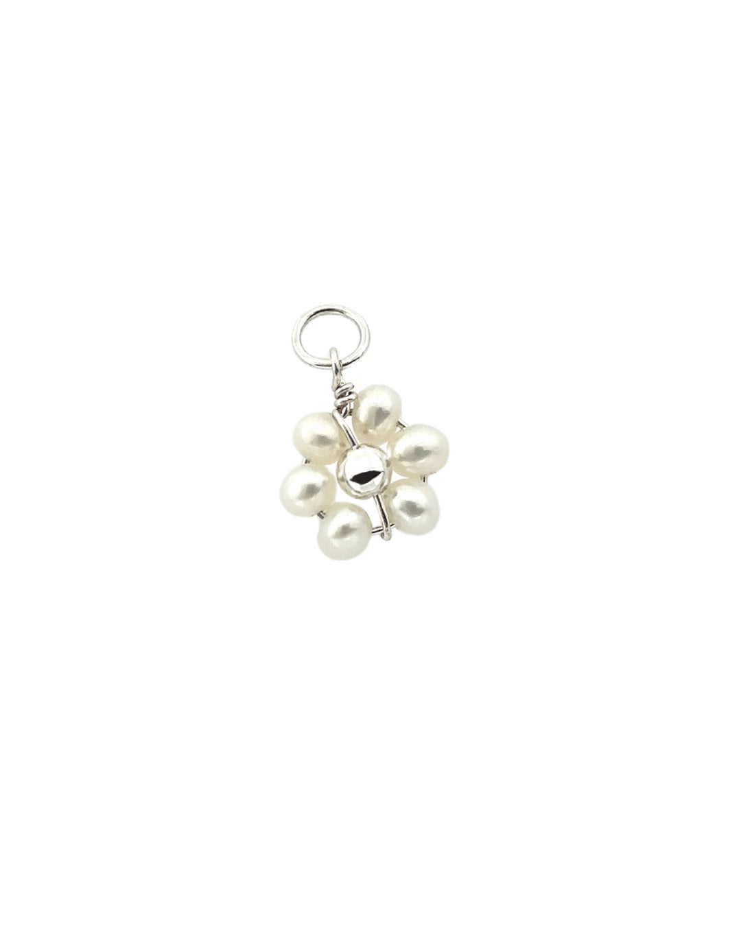 Silver Daisy Pearl Earring Charm