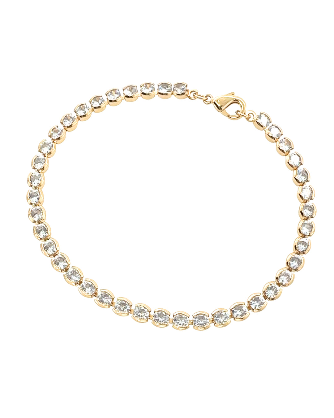 14k yellow gold fill classic crystal tennis white diamond choker bracelet