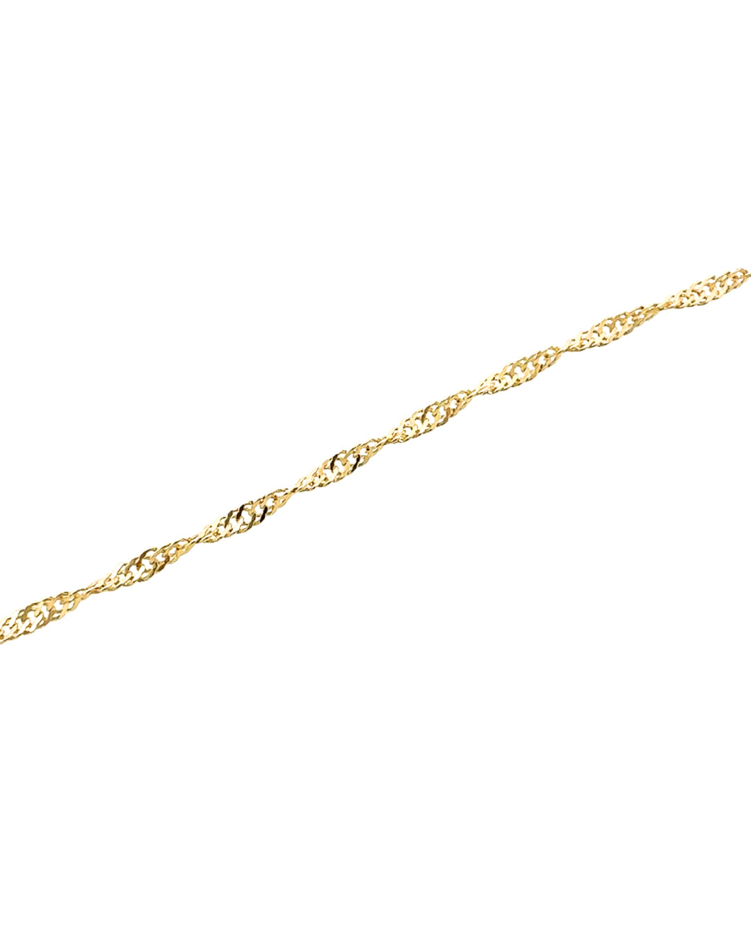 Close up of 14k yellow gold fill singapore rope chain necklace