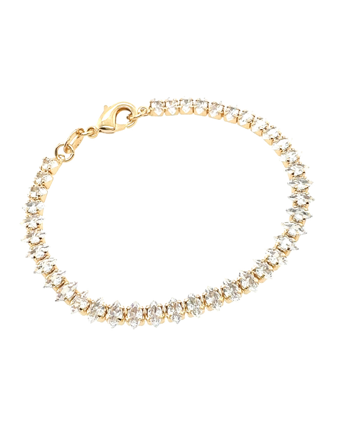 14k yellow gold fill marquise crystal tennis white diamond bracelet