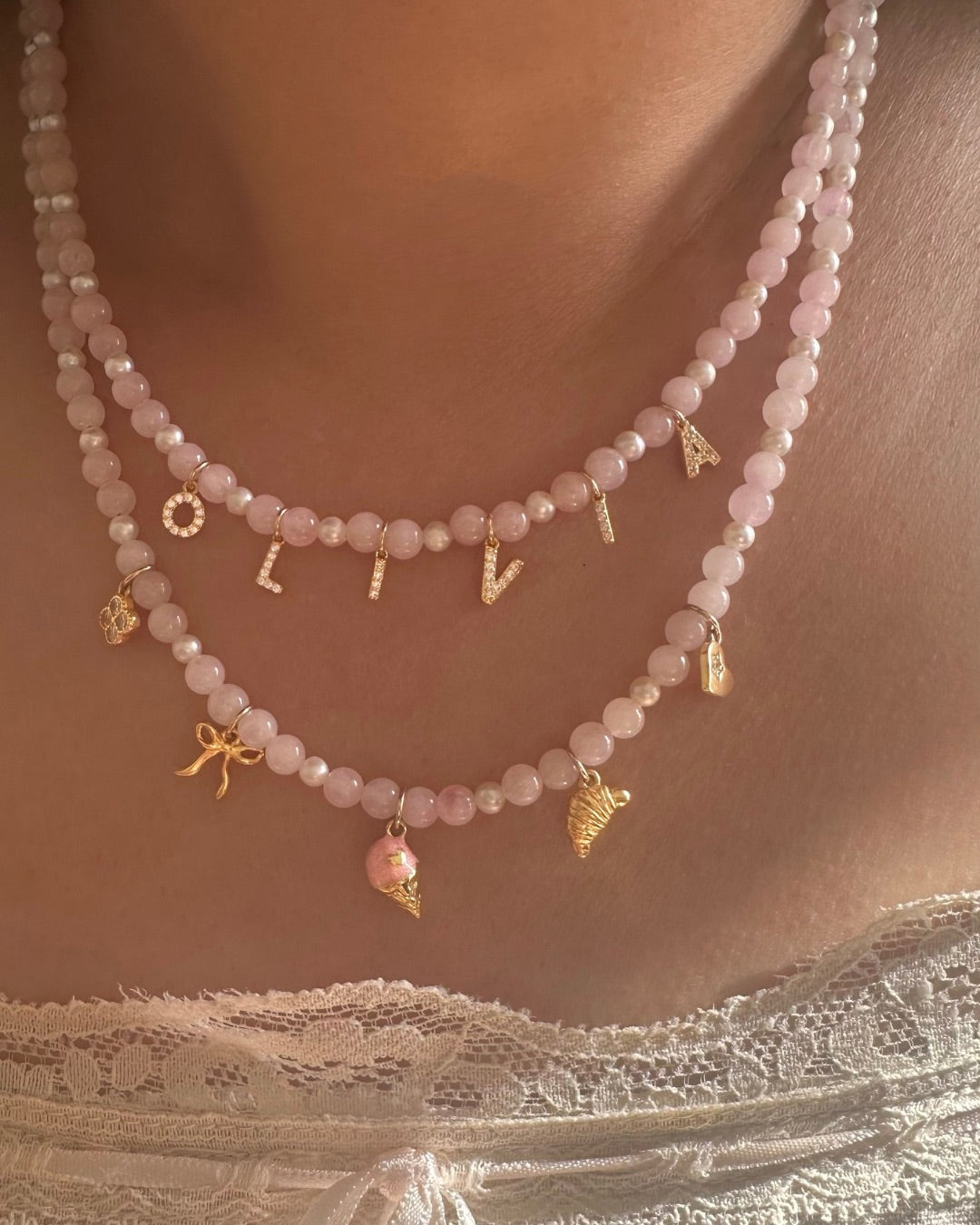 Rose Quartz Charm Necklace