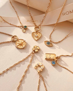 Yellow gold fill necklace chain paired with Romyli pendants from the Mix & Match Necklace collection 