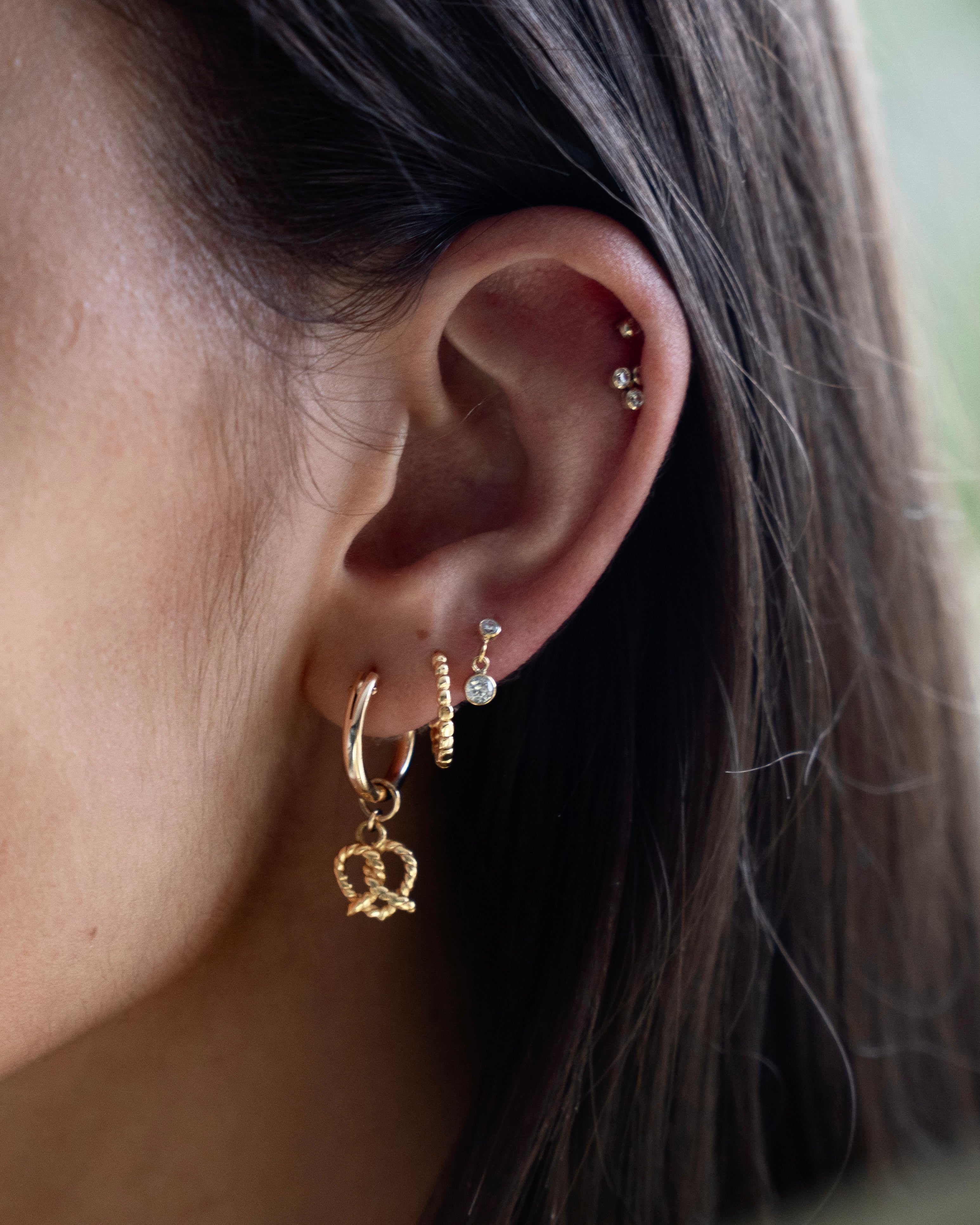 14k gold fill pretzel love heart Huggie earring charms for hoops Australia Ear stack