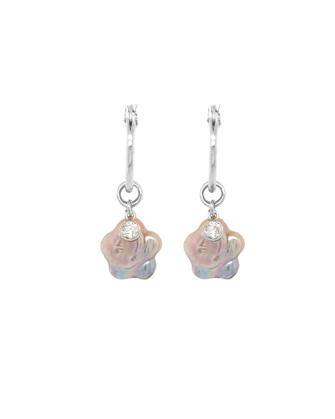 Silver Pearl Bloom Hoops