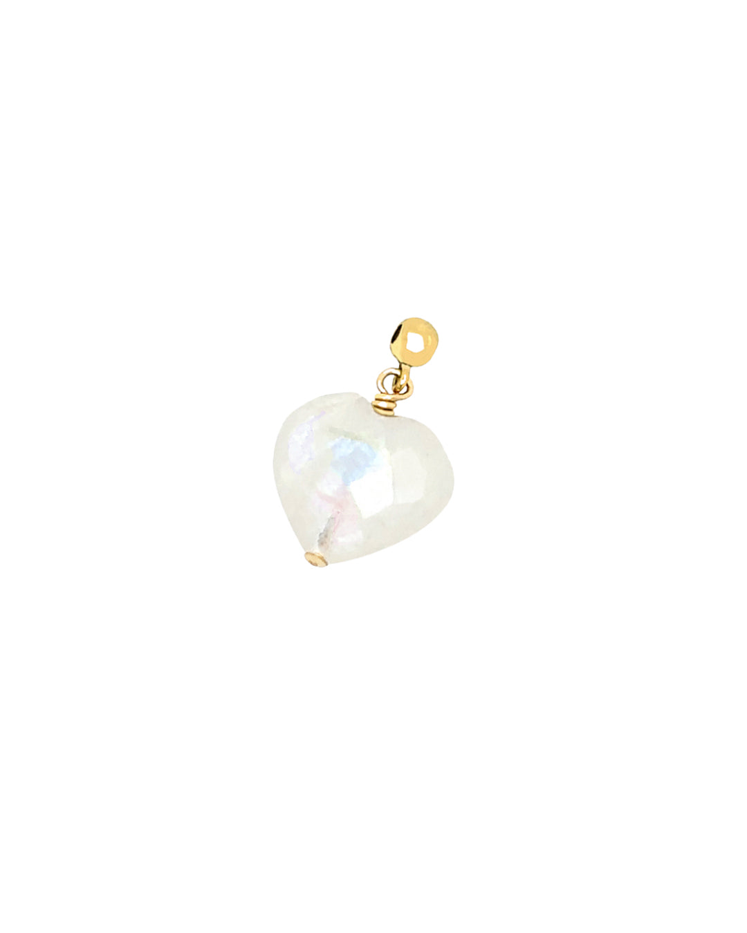 Semi-precious Moonstone Heart Gem Charm with 14k gold fill finish.