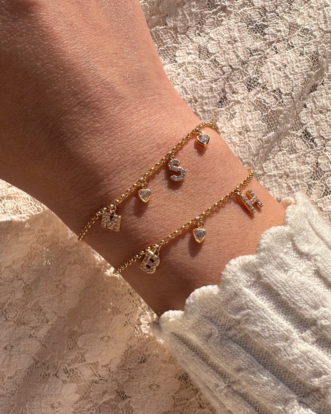 Gold Pavé Initial Bracelet