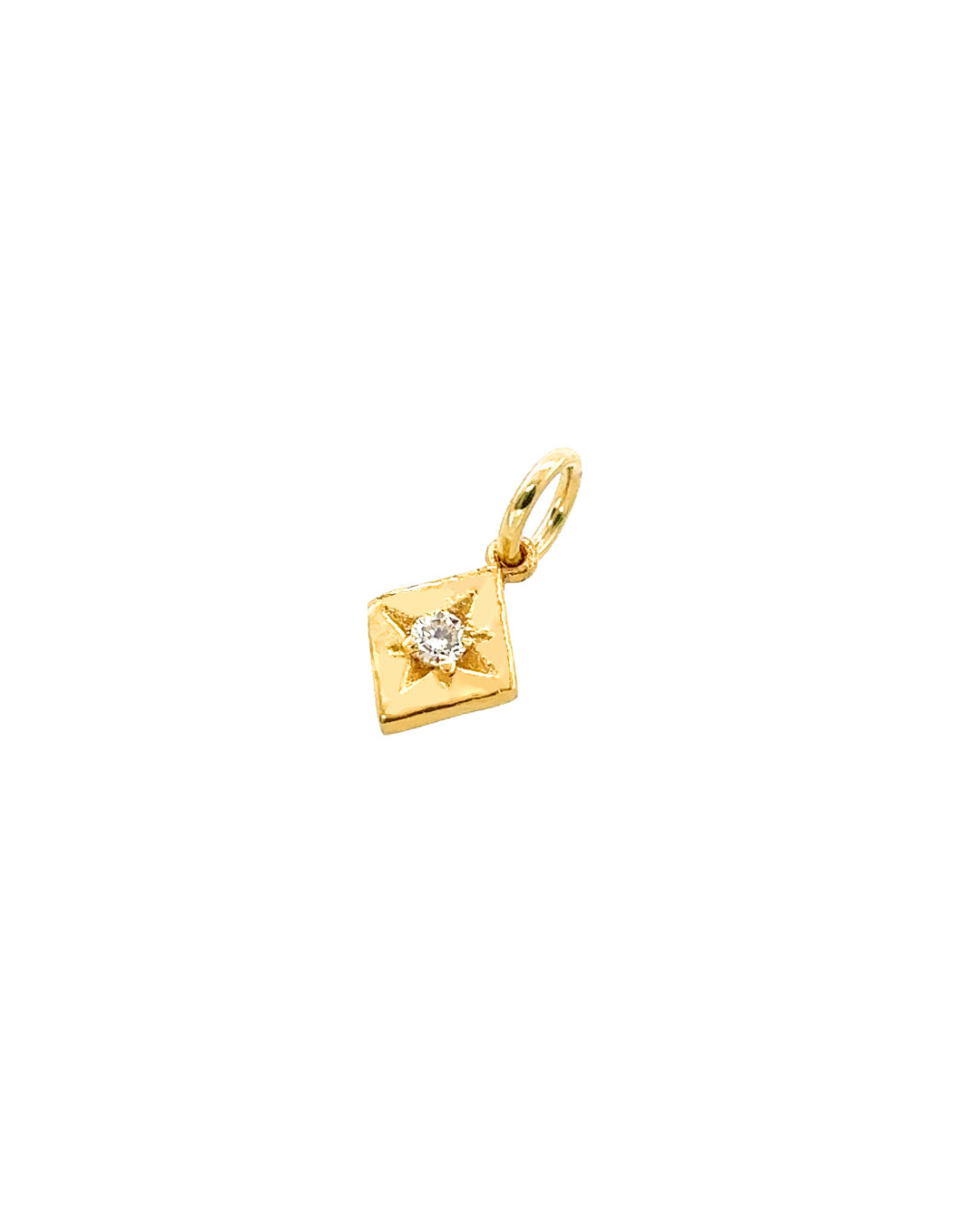 14k gold fill Asteria star mini pendant charm with cubic zirconia diamond crystal. Made in Australia.