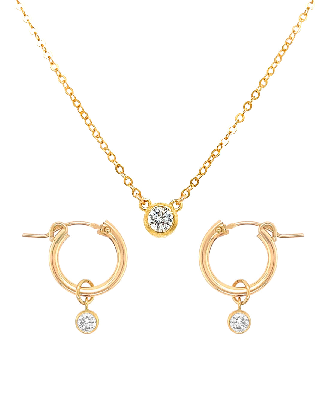Classic Solitaire Necklace and Earrings Set