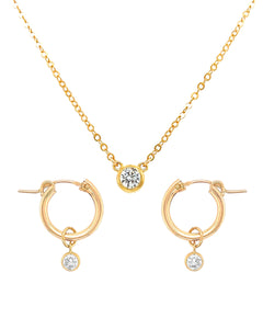 Classic Solitaire Necklace and Earrings Set