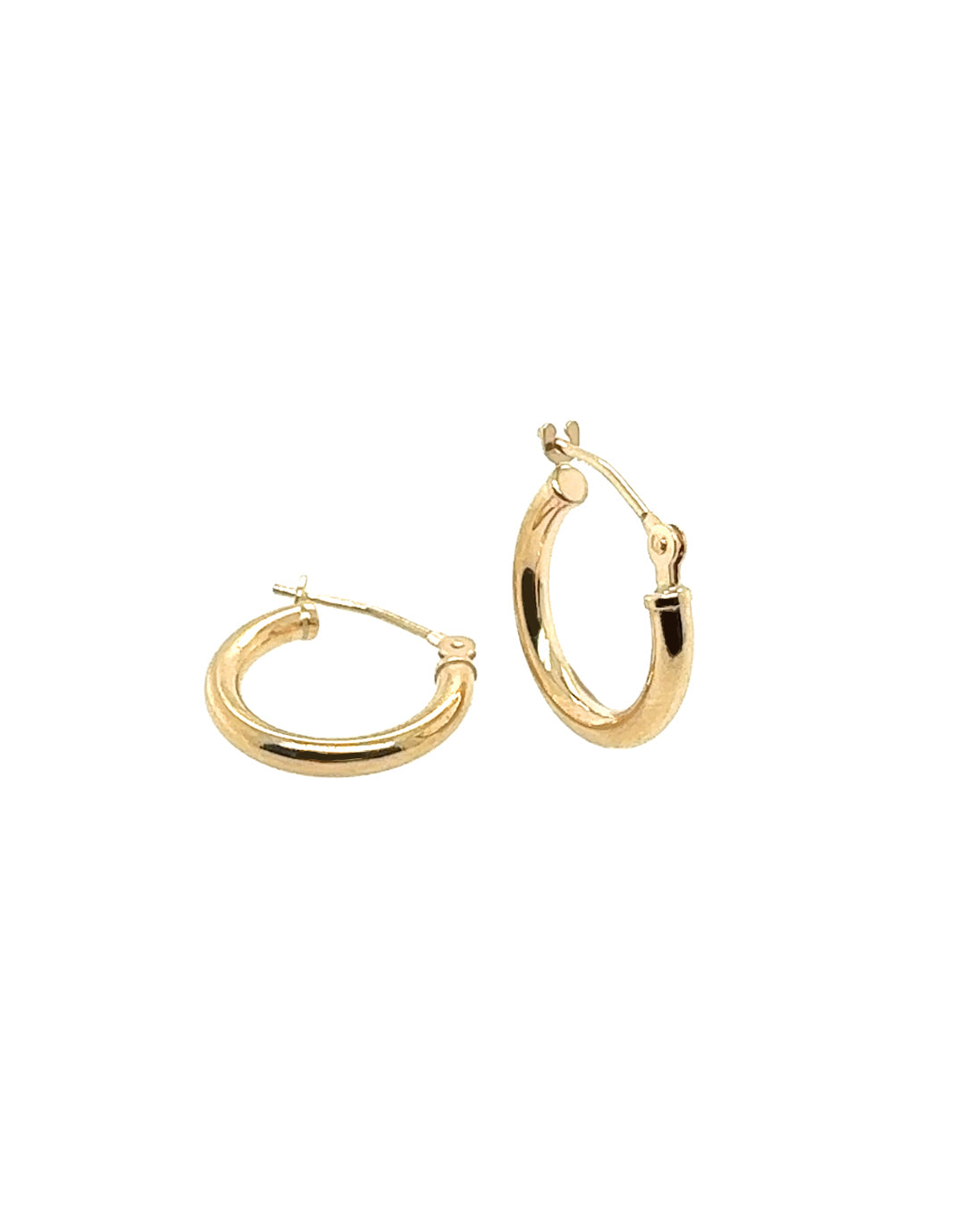 14k yellow solid gold hoops earrings in 15mm