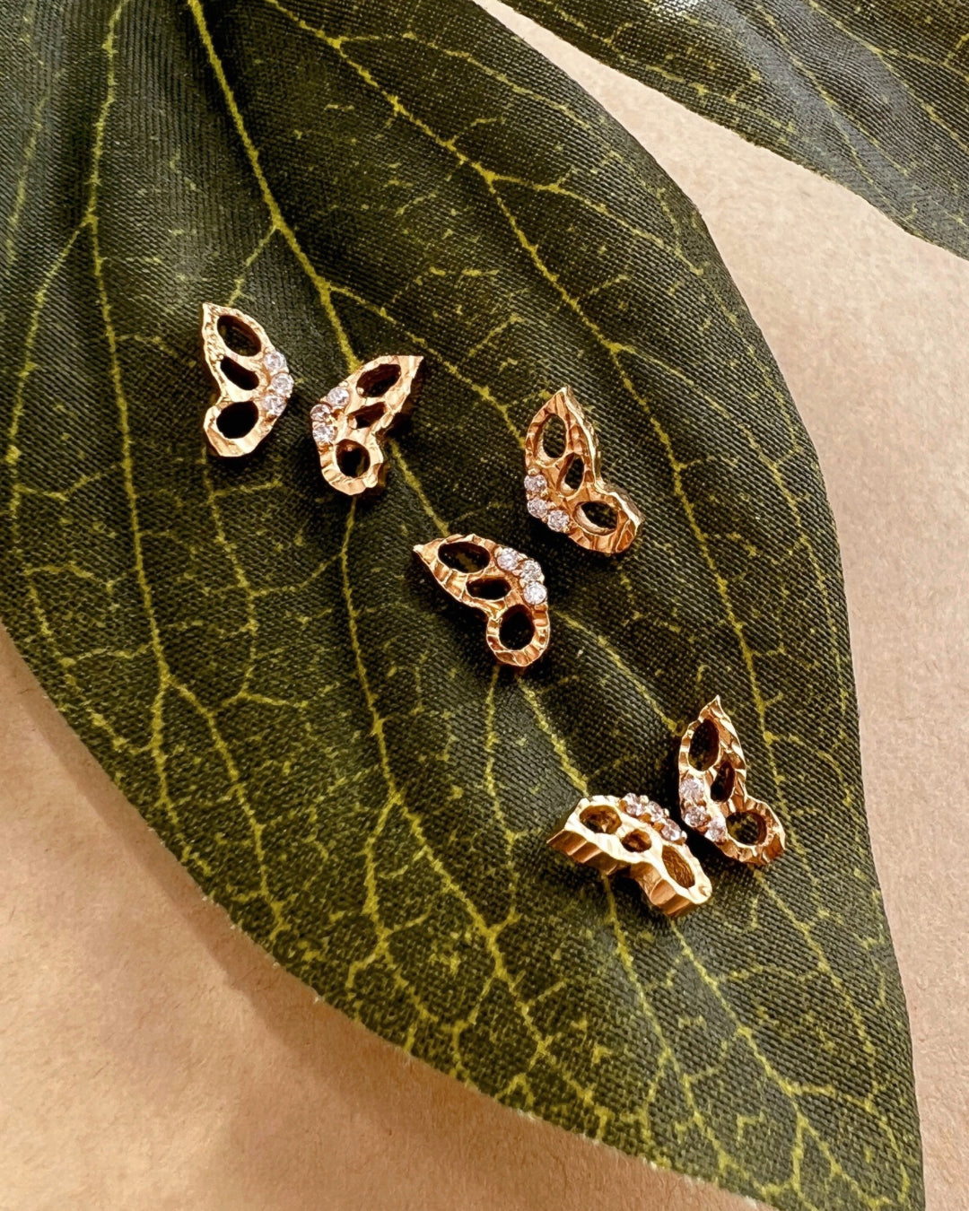 14k gold fill butterfly flutter earring studs.