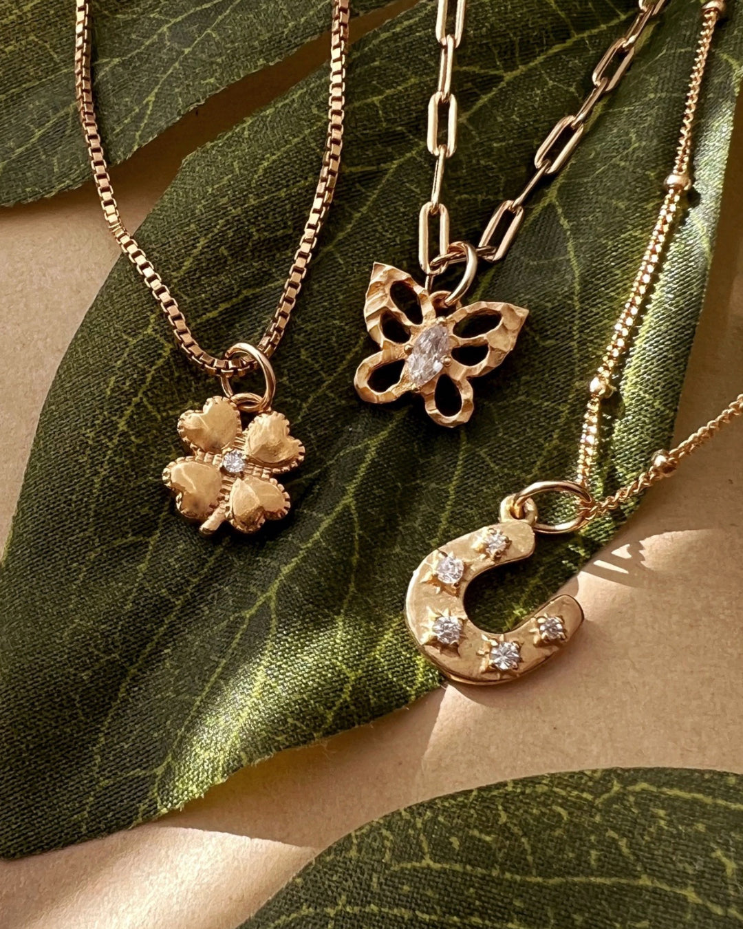 14k gold fill textured butterfly talisman pendant mix and match on paperclip necklace chain