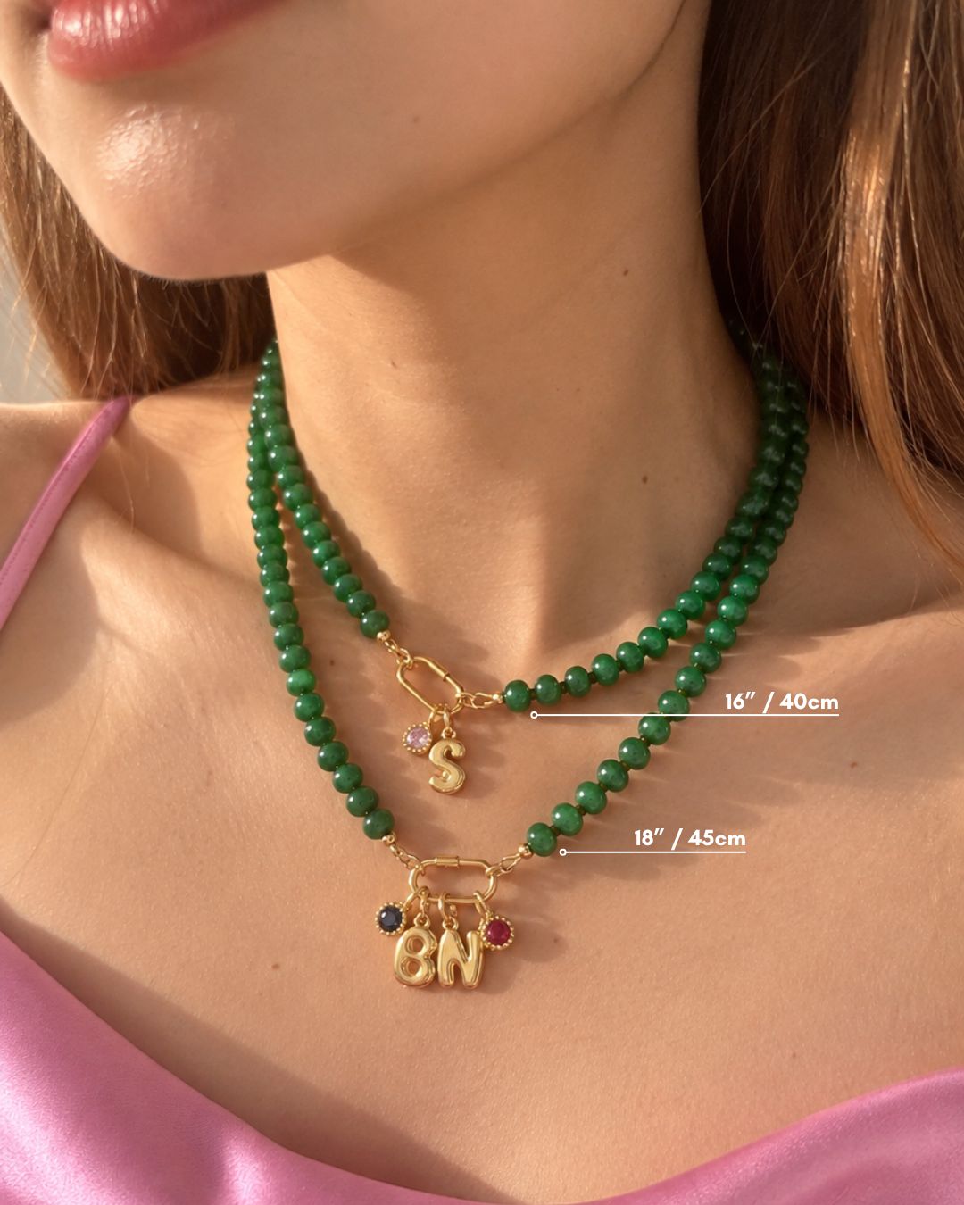 Green Jade Charm Holder Necklace