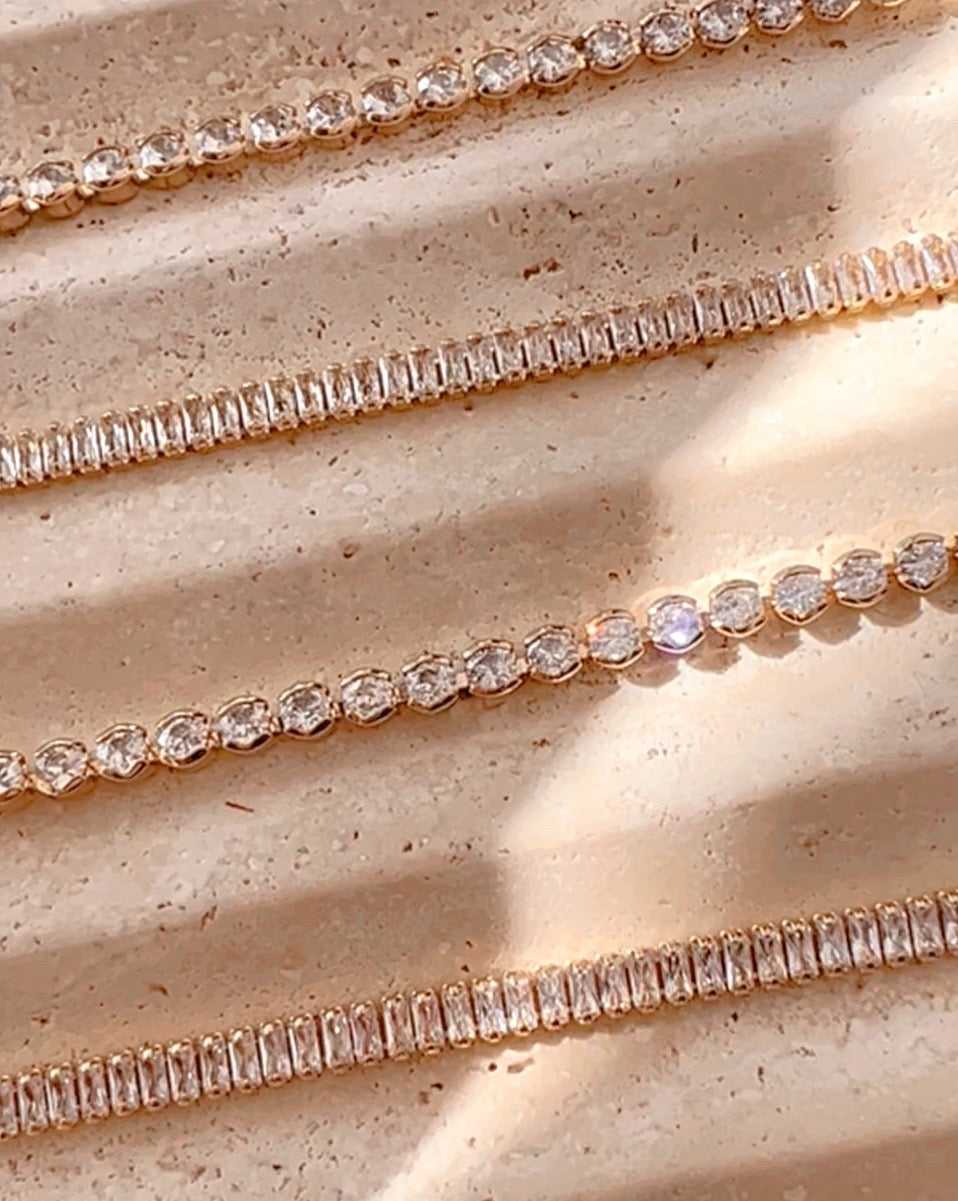 14k yellow gold fill classic crystal tennis white diamond choker bracelet