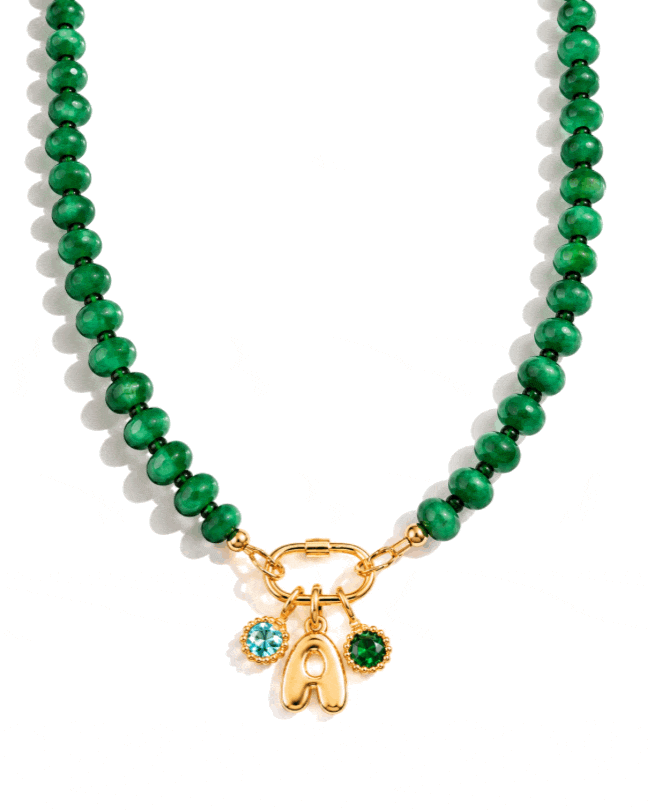Green Jade Charm Holder Necklace