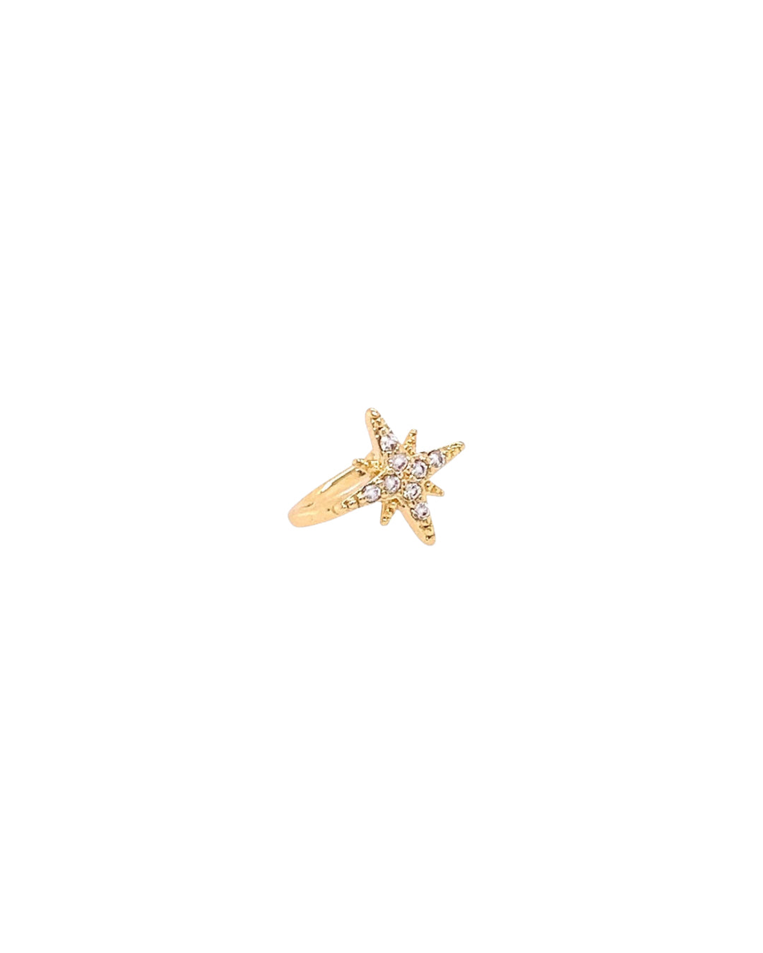 14k gold North Star Ear Cuff with pave cubic zirconia crystals