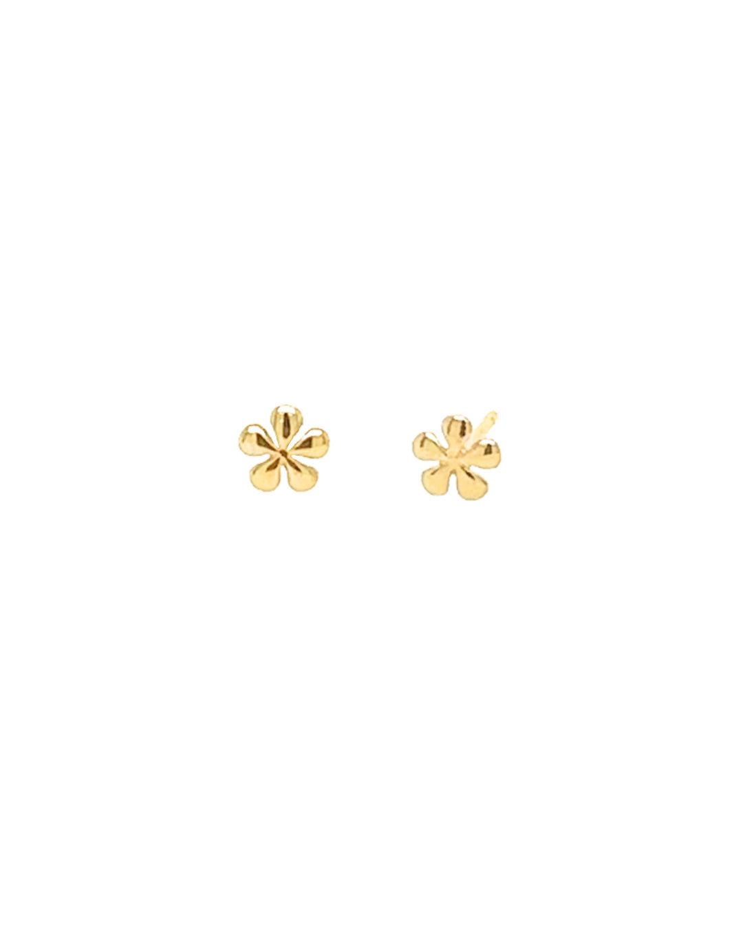 14k solid gold yellow flower flour blossom stud earrings with butterfly backing