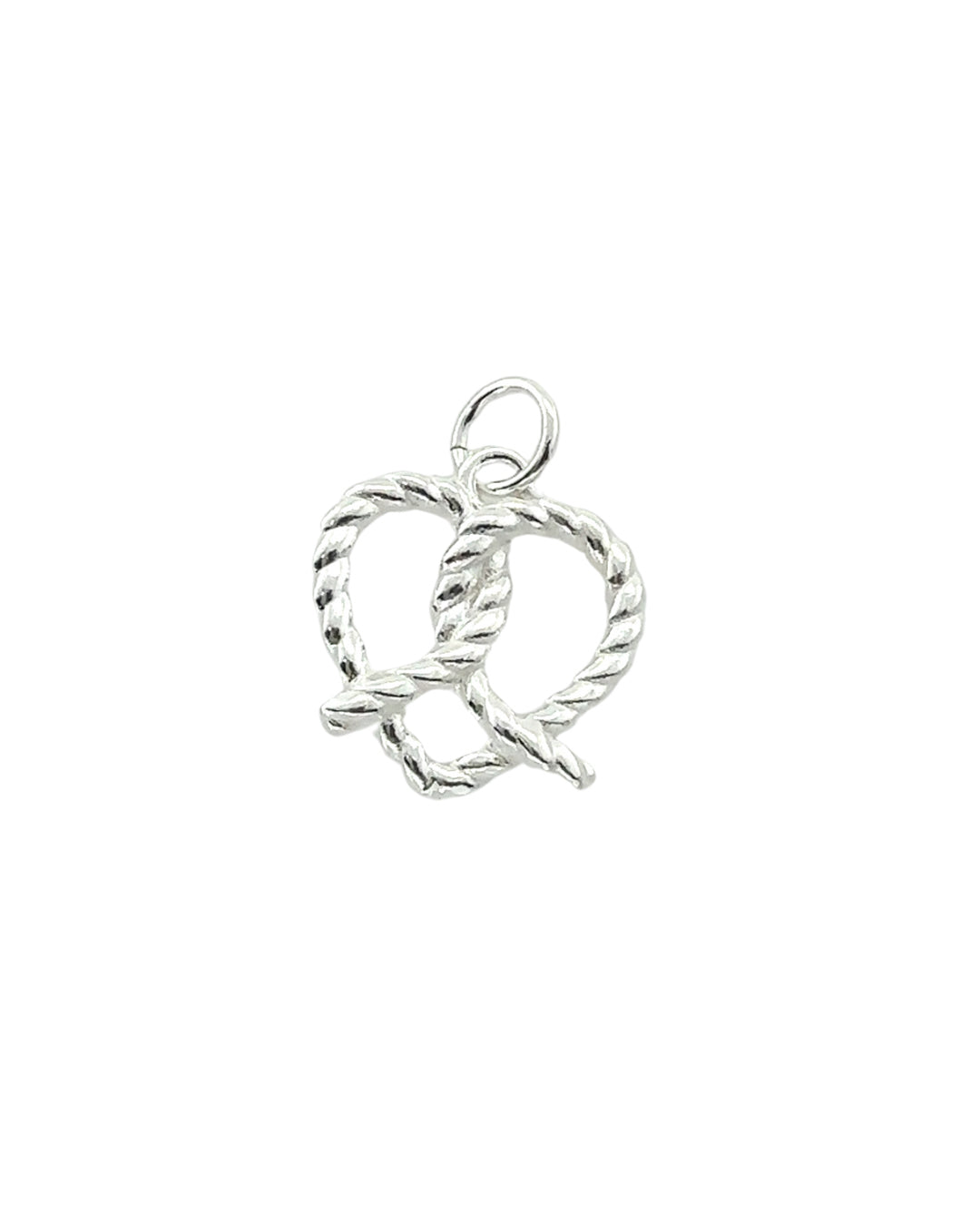 Sterling Silver pretzel love heart pendant to be paired with necklace chains. Customise with silver necklace chains. Ethically designed in Australia.