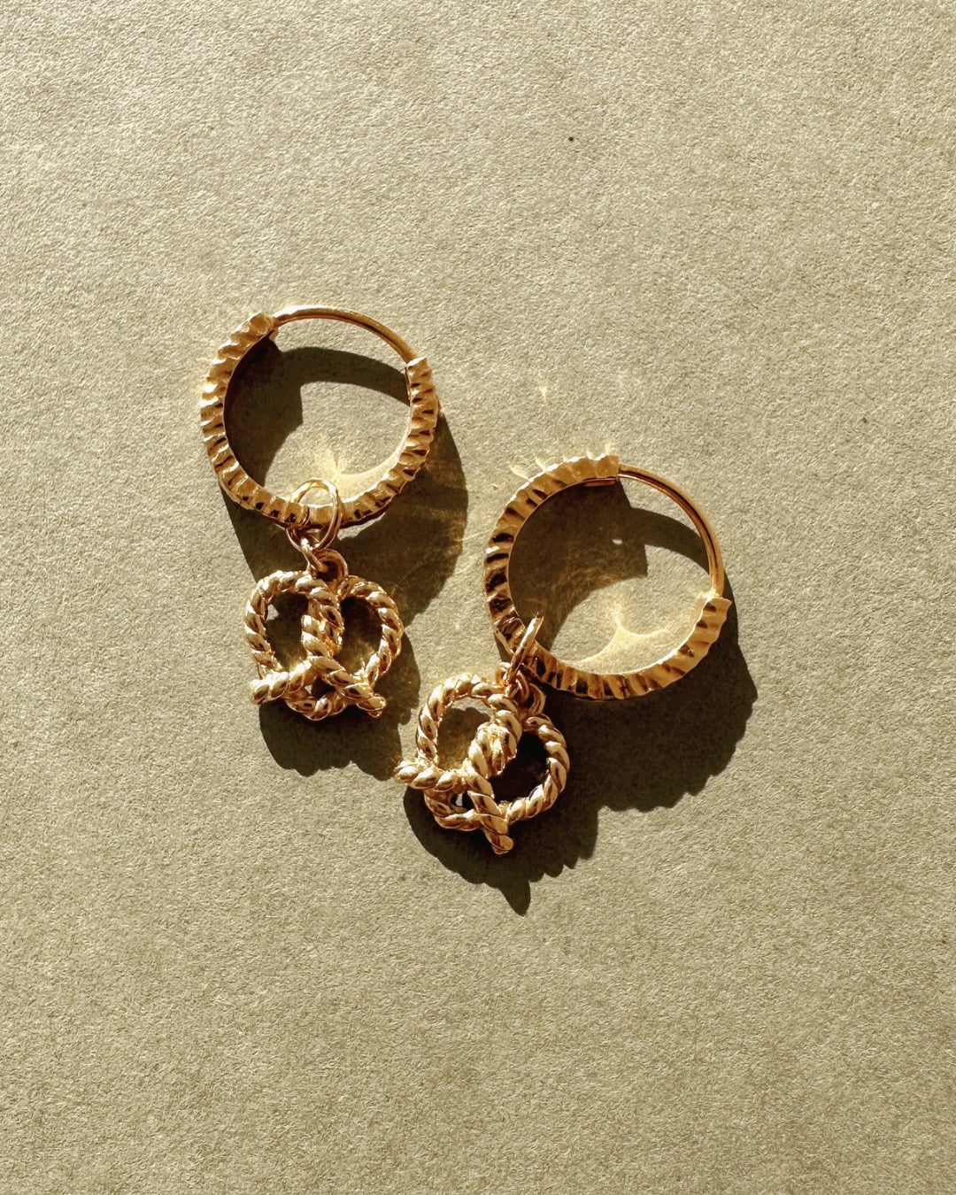 14k gold fill pretzel love heart Huggie earring charms for hoops Australia