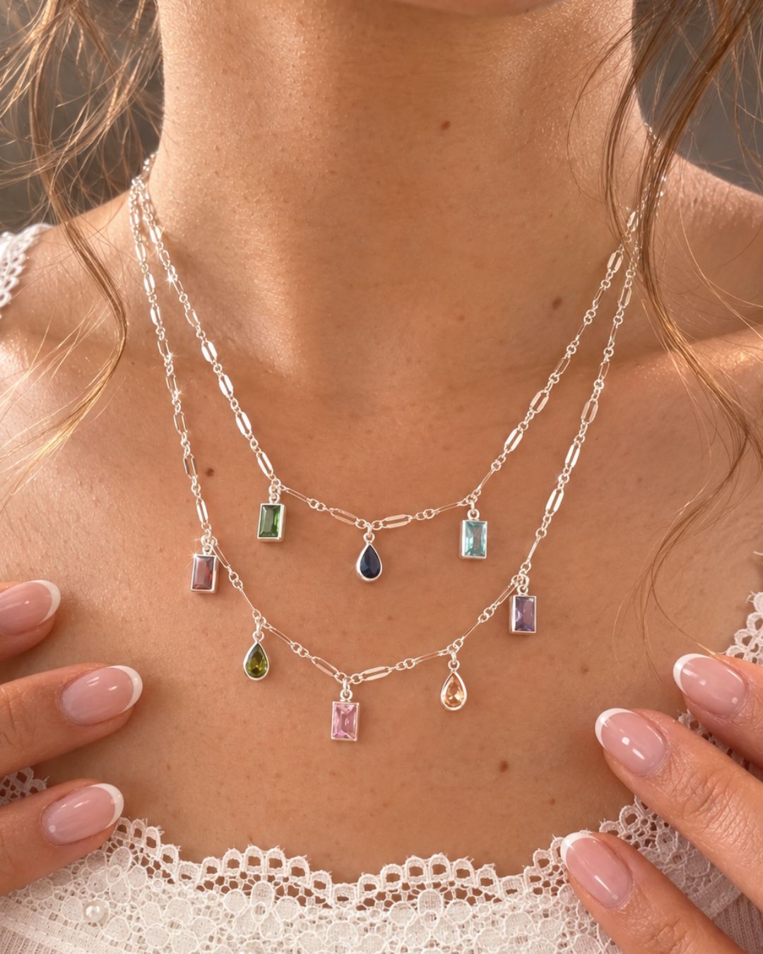 Silver Birthstone Necklace