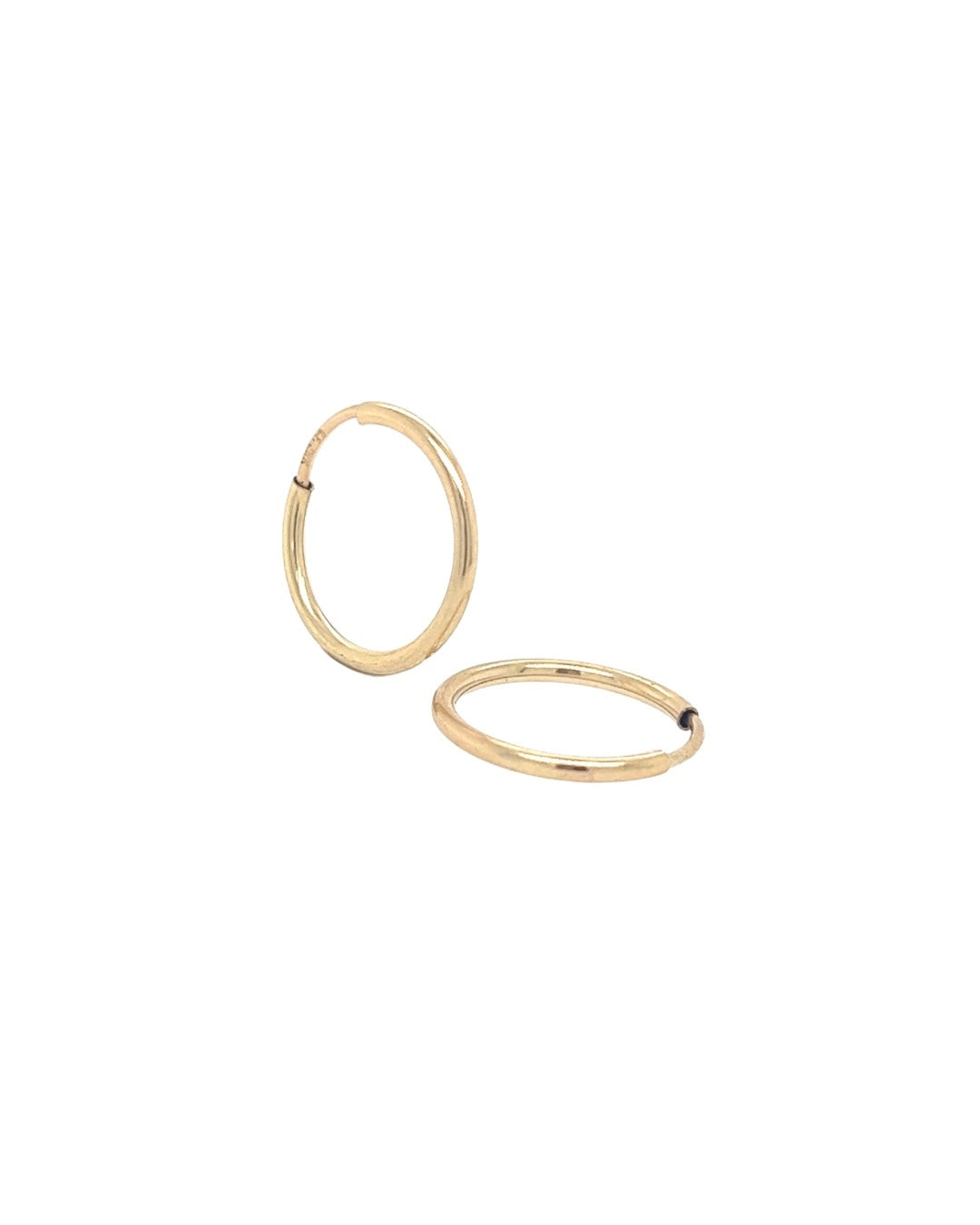 14k yellow gold fill Huggie hoops earrings. Made in Australia. Classic minimal plain gold small infinity hoops