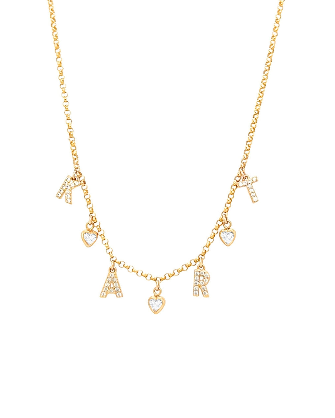 Gold pave initial necklace with dainty custom letters, personalised jewellery for everyday wear