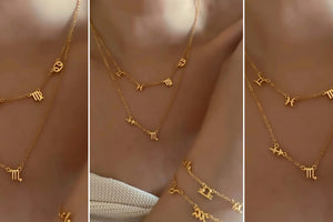 Customisable Petite Zodiac Sign necklace and bracelet on a model