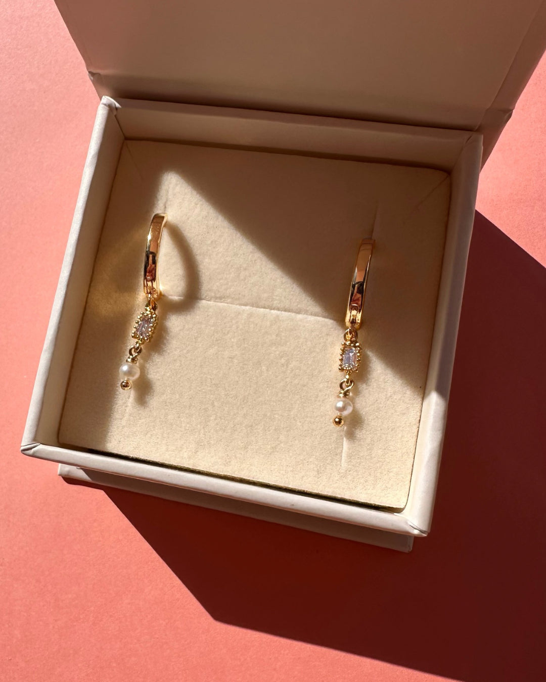 Gold Vintage Pearl Hoops