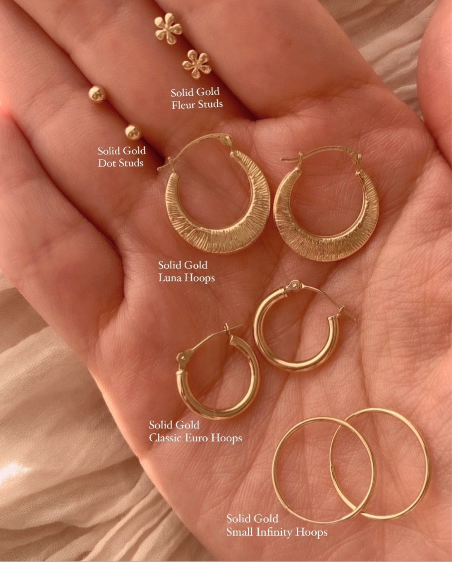 14k Solid gold infinity hoops earrings
