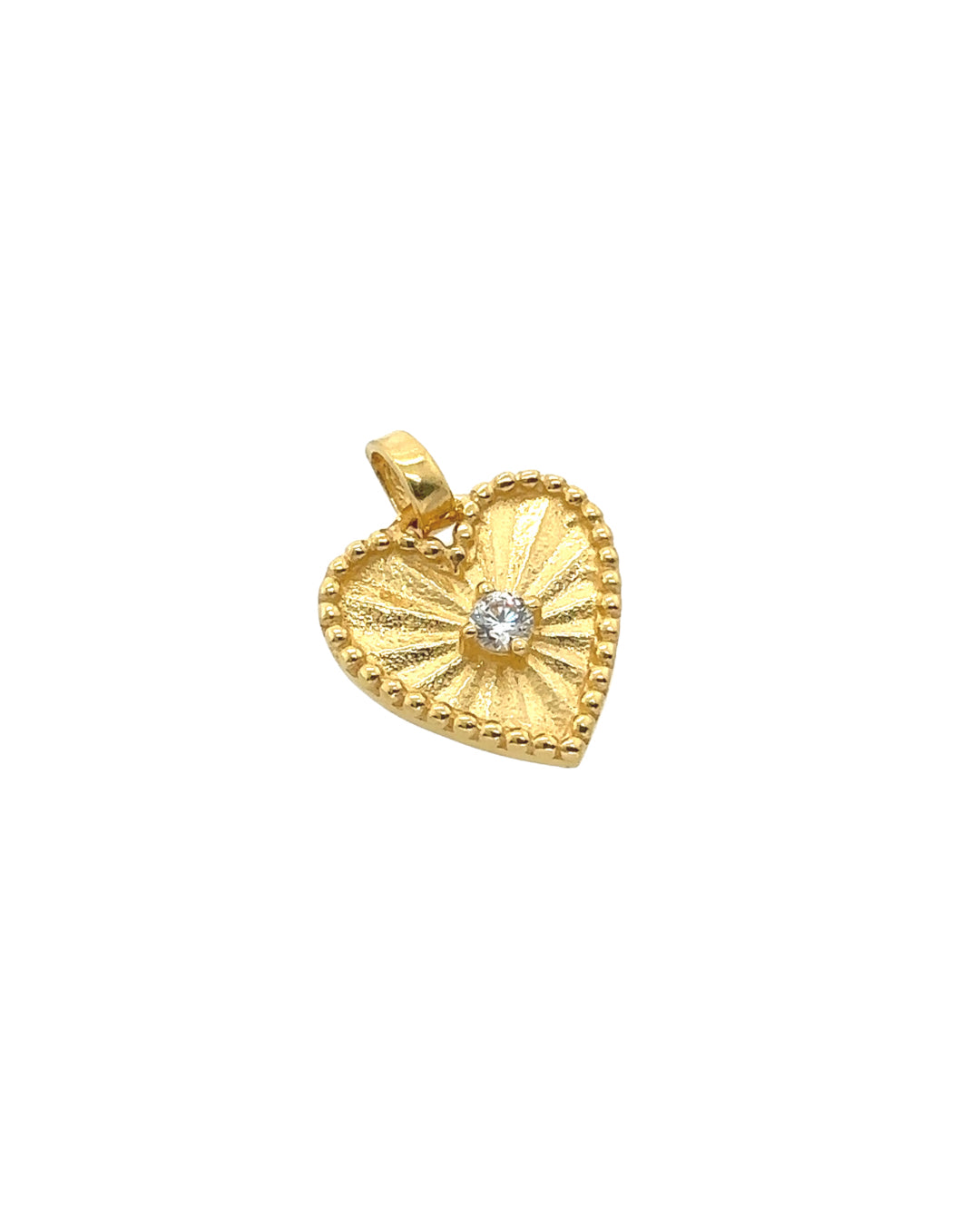 14k gold fill love heart pendant with diamond cubic zirconia centre