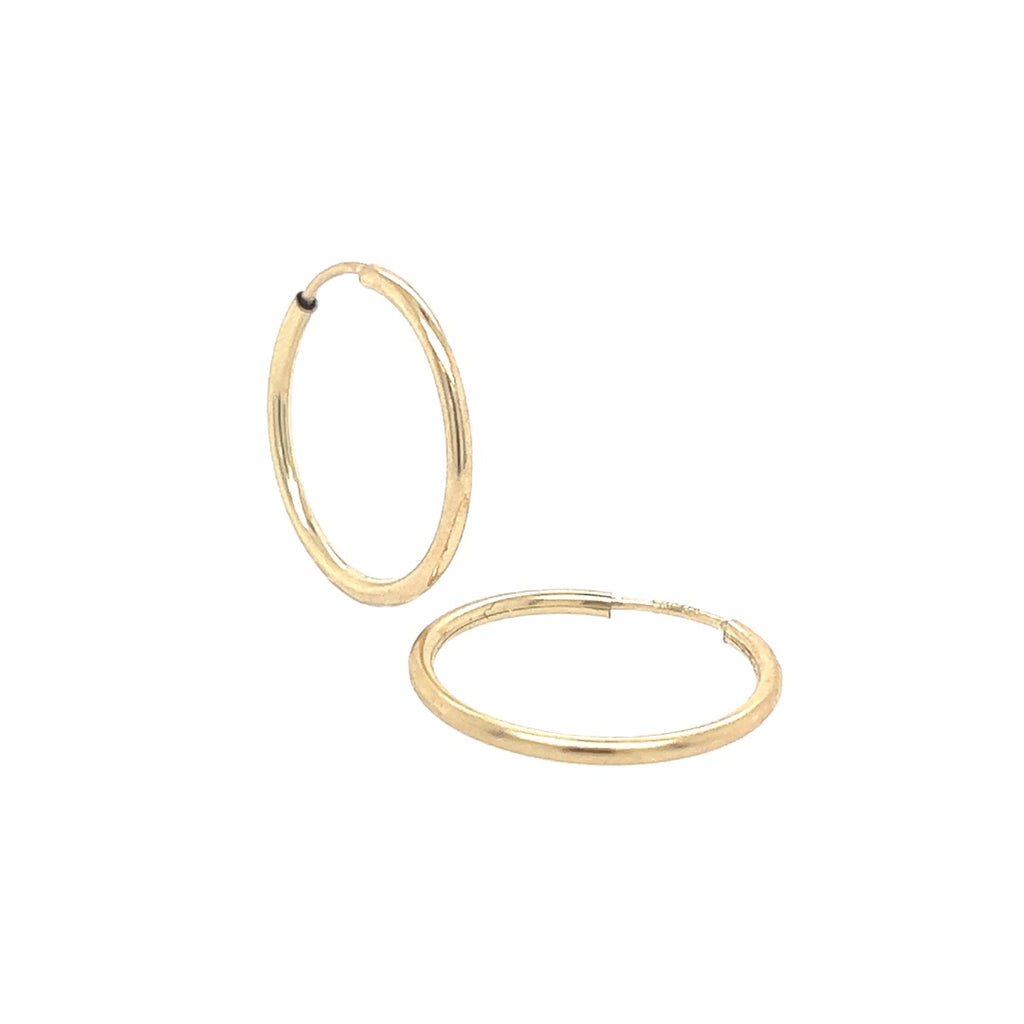 14k yellow solid gold hoop earrings in 16mm 