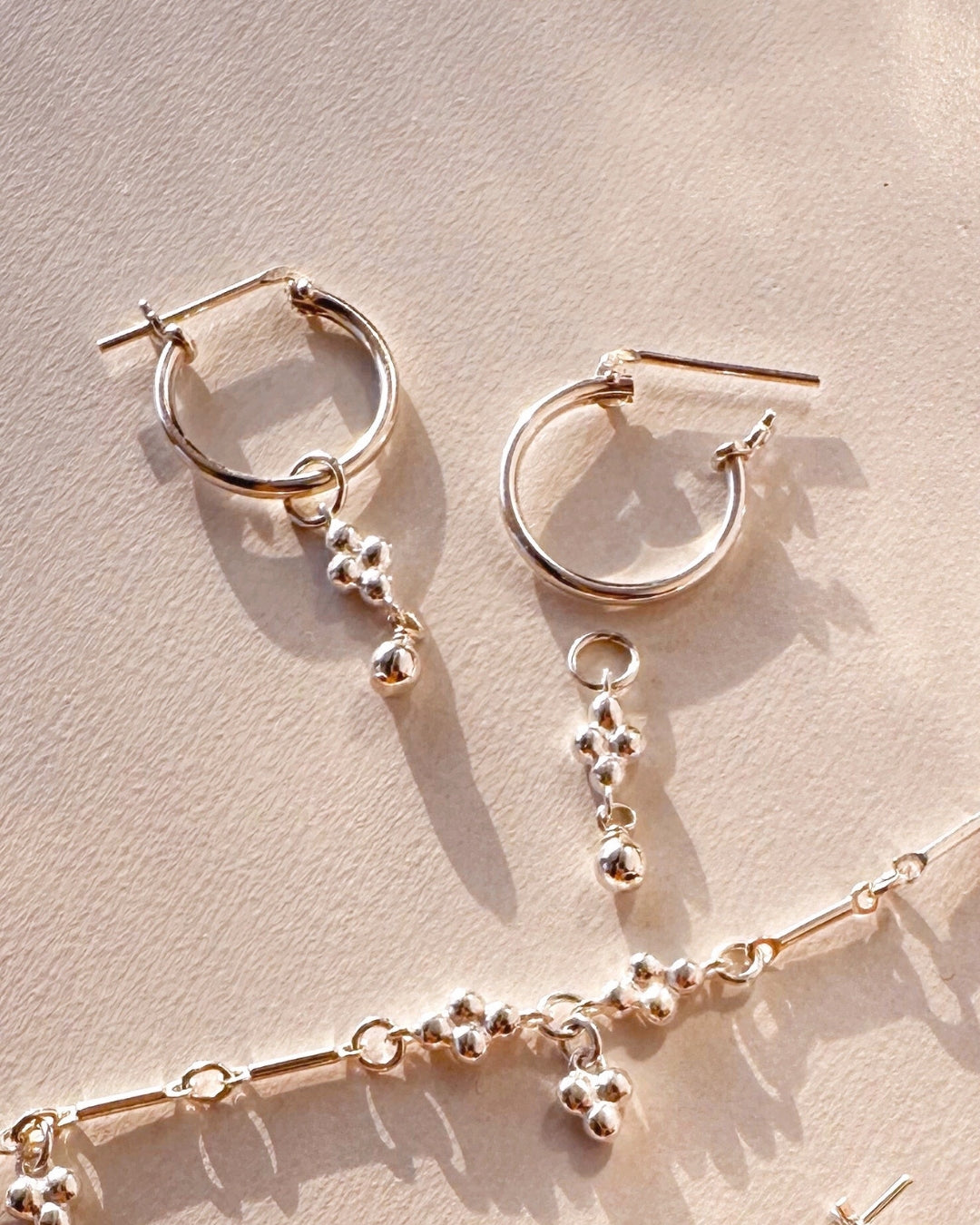 Sterling silver mini spheres trinity ball satellite hoops Huggies earrings