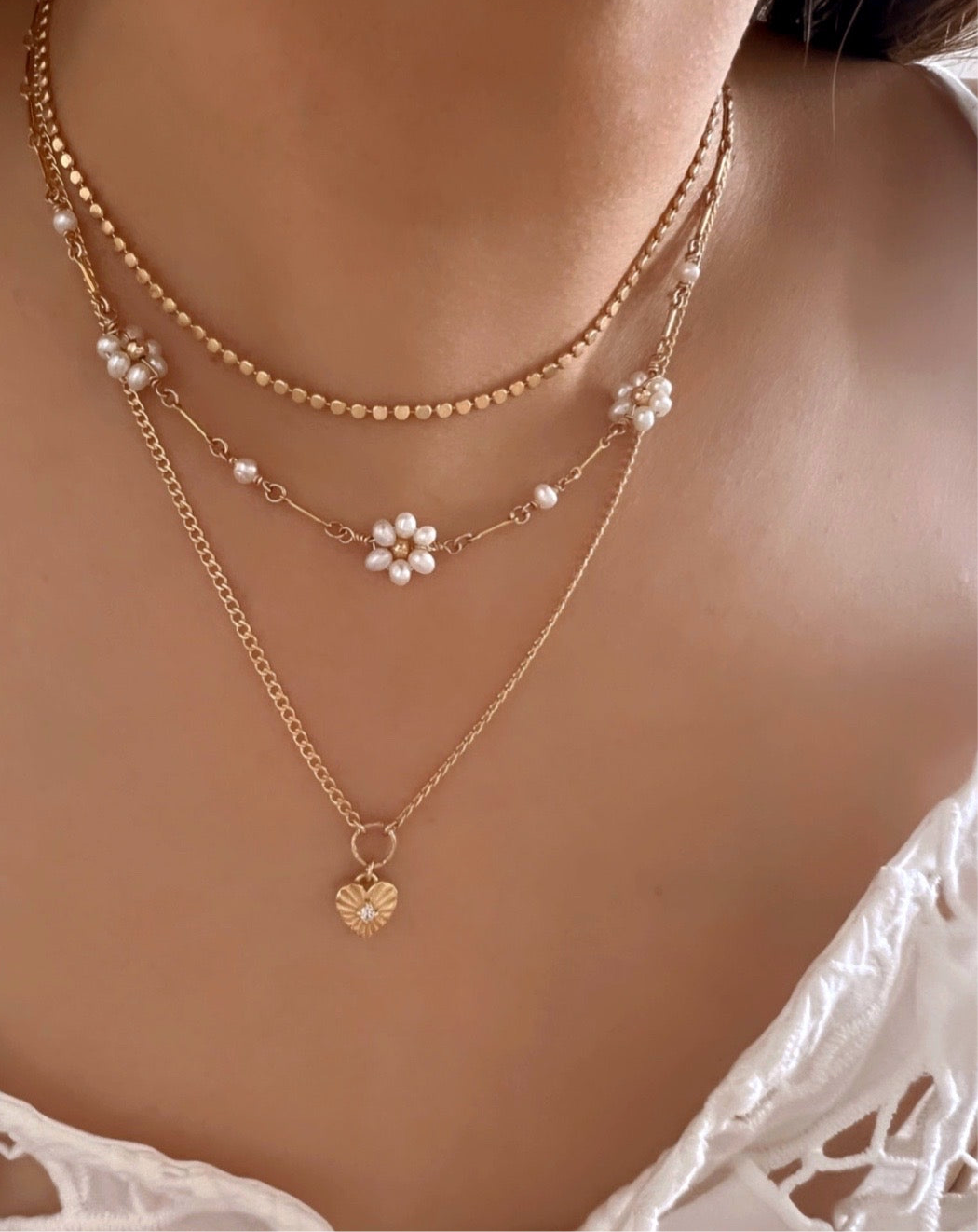 Gold Daisy Pearl Choker