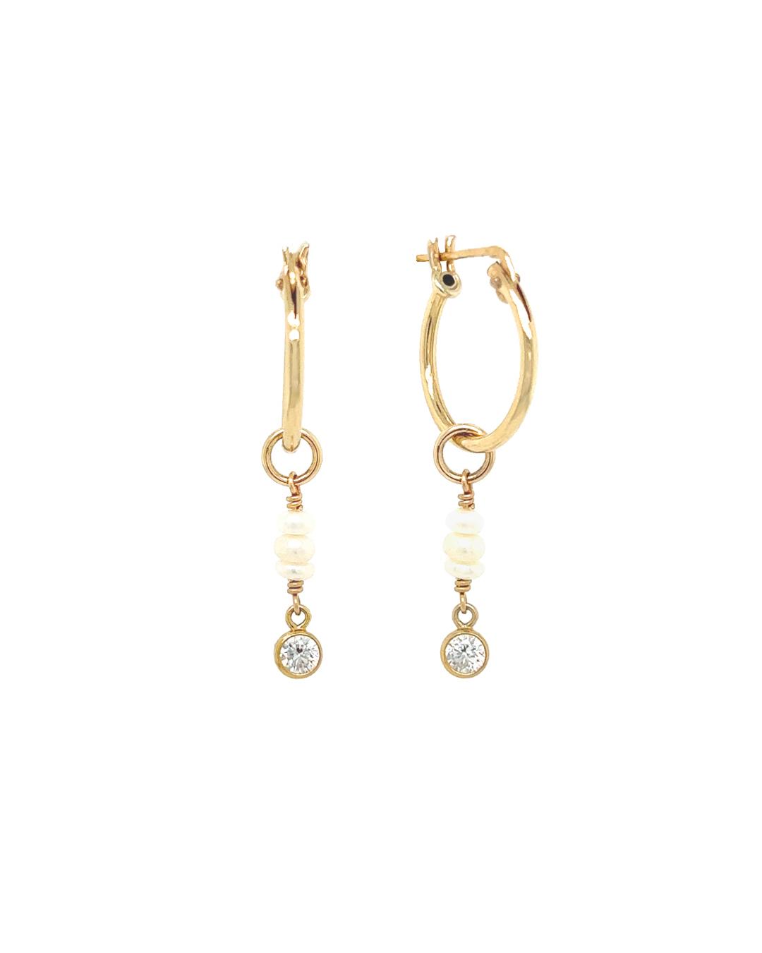 Gold Seed Pearl Hoops