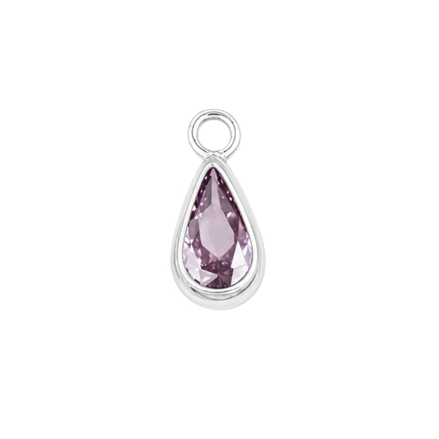 Silver February Birthstone (Teardrop)