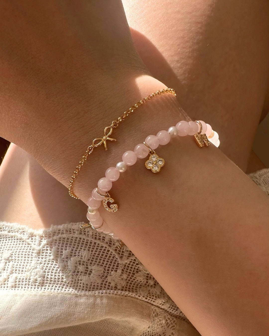 Rose Quartz Charm Bracelet