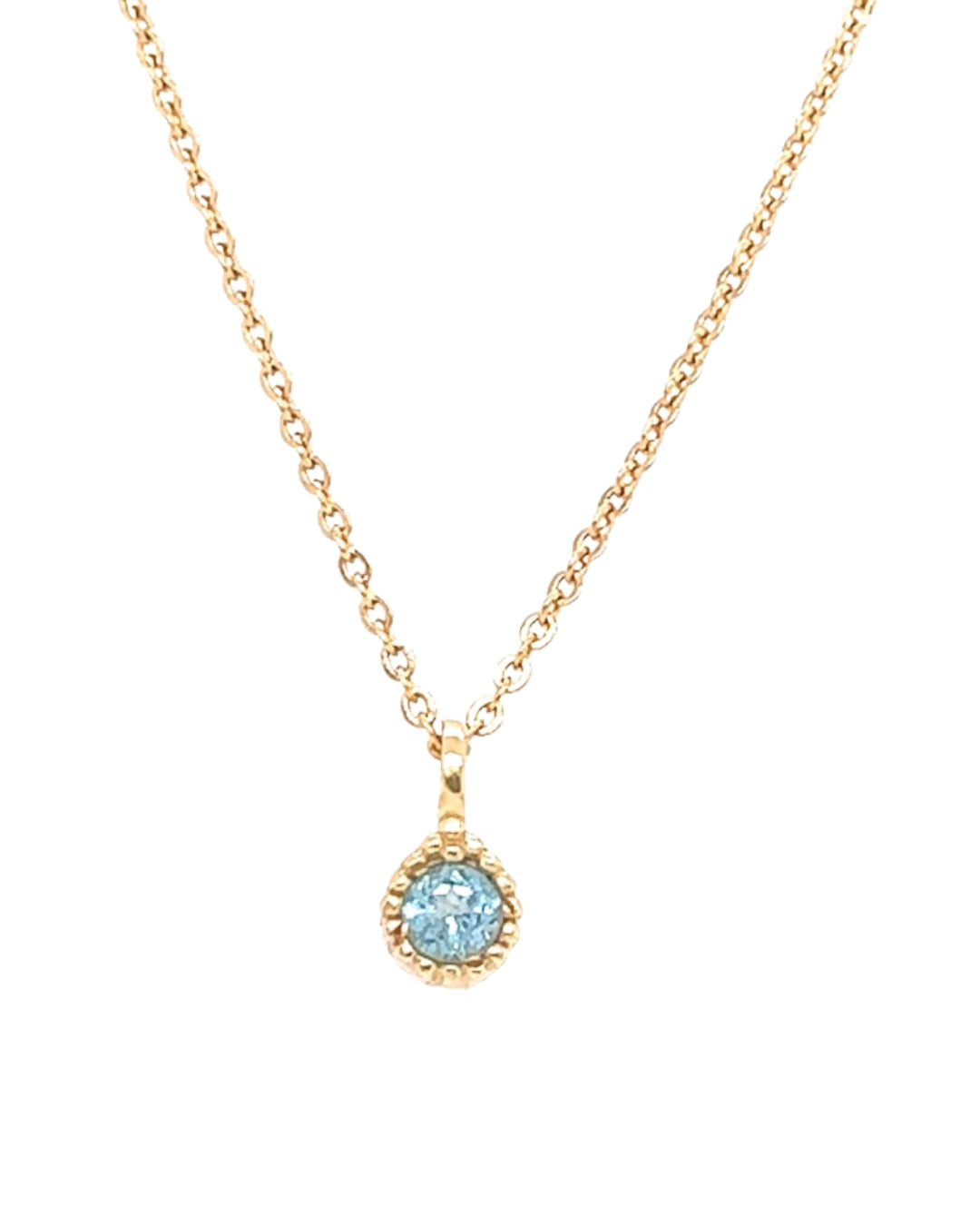 Gold December Blue Topaz Birthstone Necklace