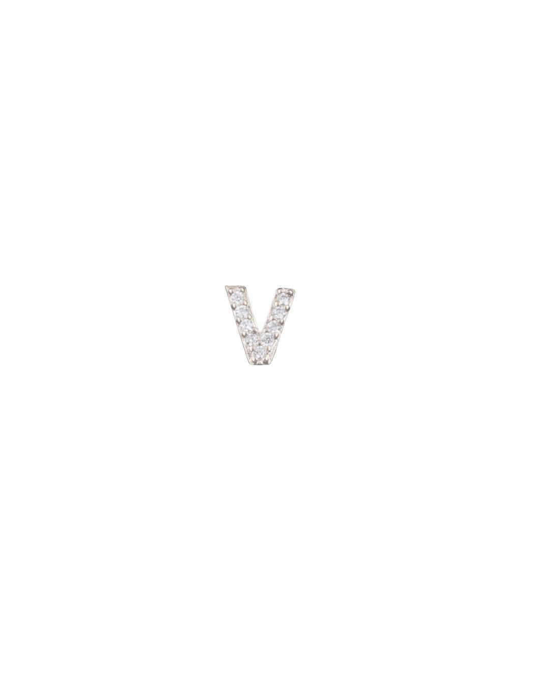 Silver Pavé Letter V