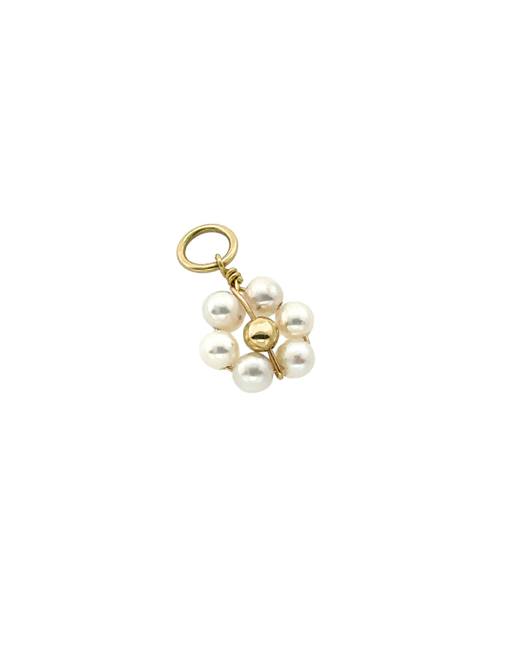 14k yellow gold fill daisy Pearl earring charm for Huggie hoops earrings. Made in Australia.