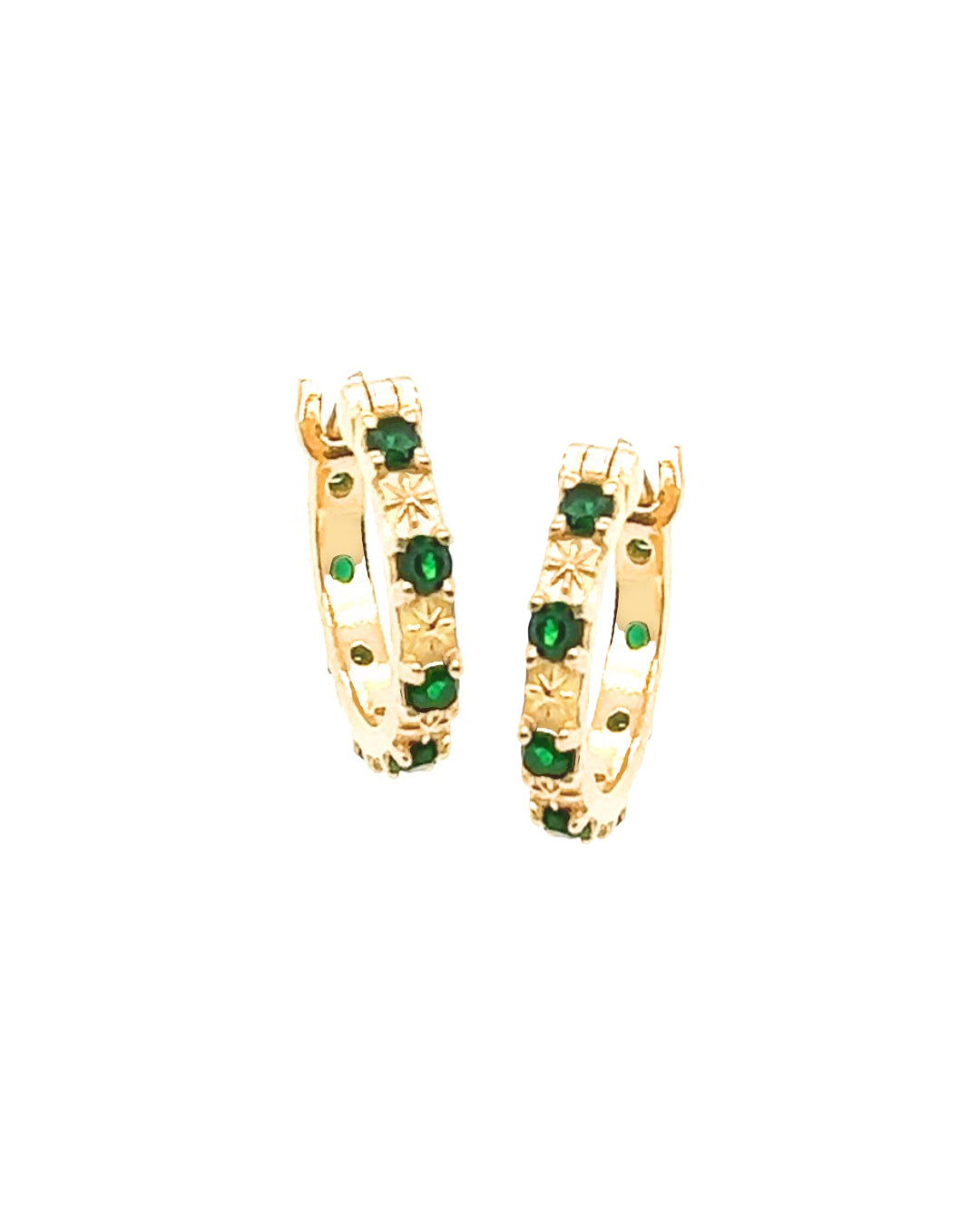 Gold Emerald Green North Star Hoops Earrings. Compatible with our earring charms in our Mix and Match Earrings collection. Designed in Australia