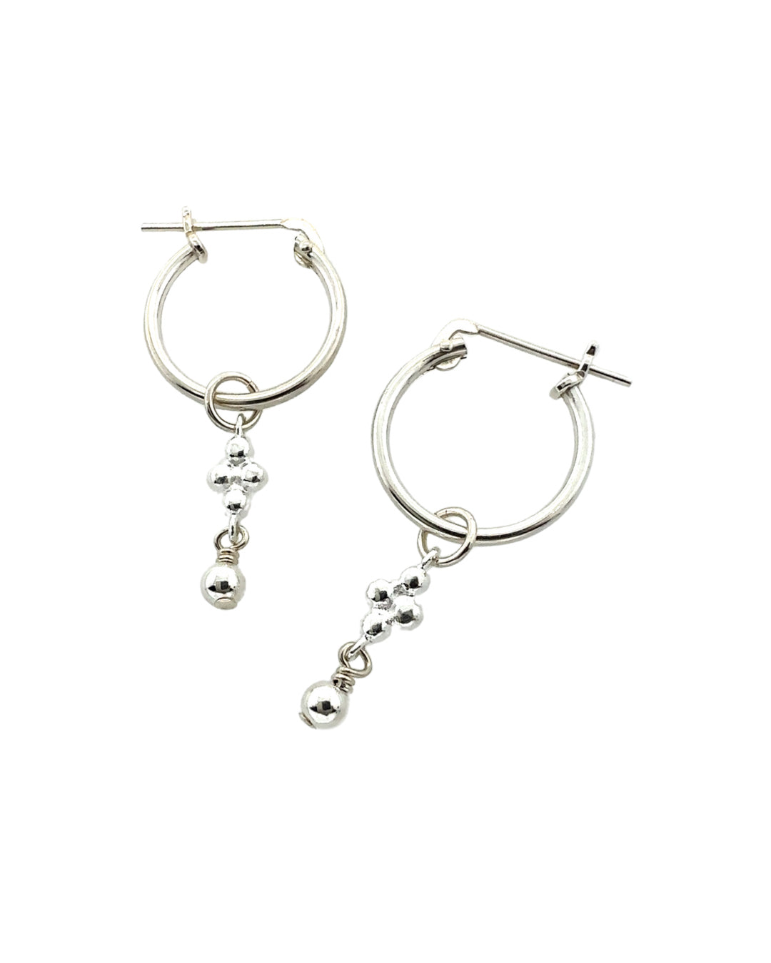 Sterling silver mini spheres trinity ball satellite hoops Huggies earrings