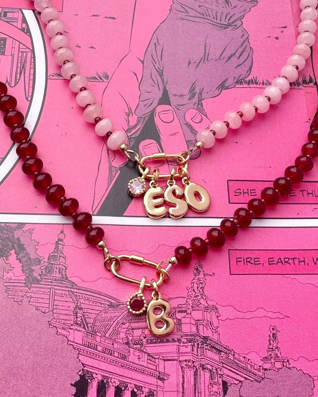 Rouge Jade Charm Holder Necklace