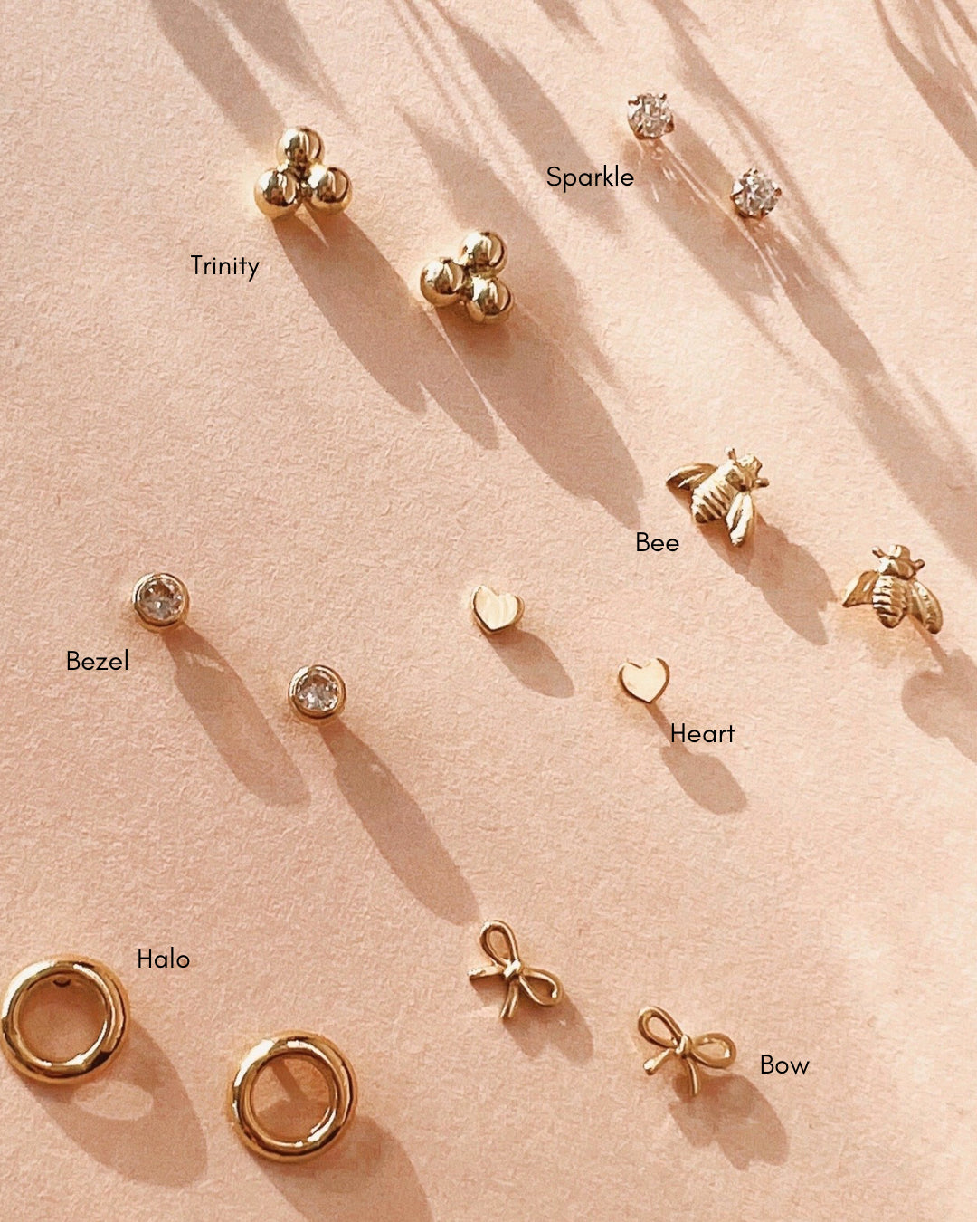 Solid Gold Trinity Studs