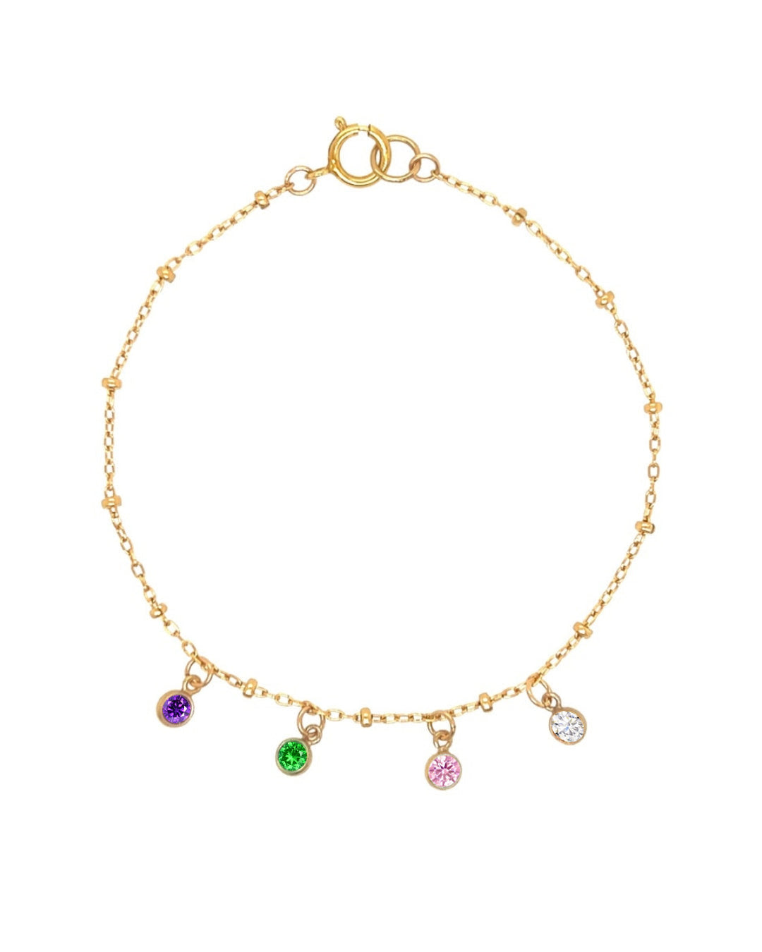 Gold customisable cubic zirconia crystal birthstone bracelet