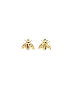 14k yellow solid gold bee stud earrings with butterfly backings 