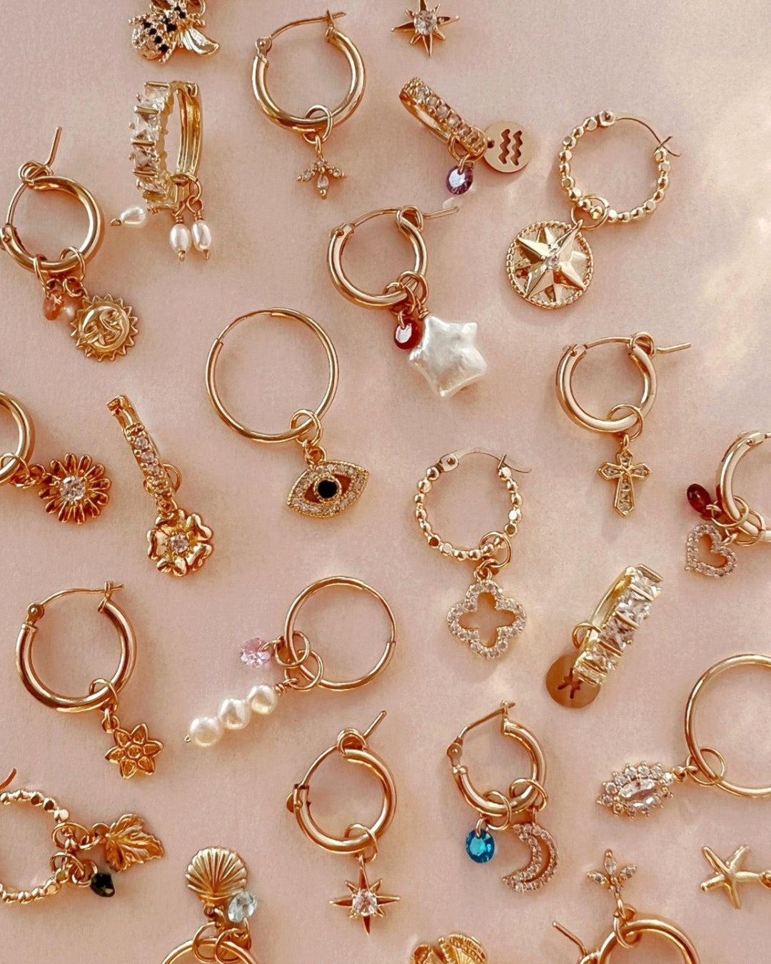 14k yellow gold fill daisy earring charm for huggie hoops earrings. Made in Australia.