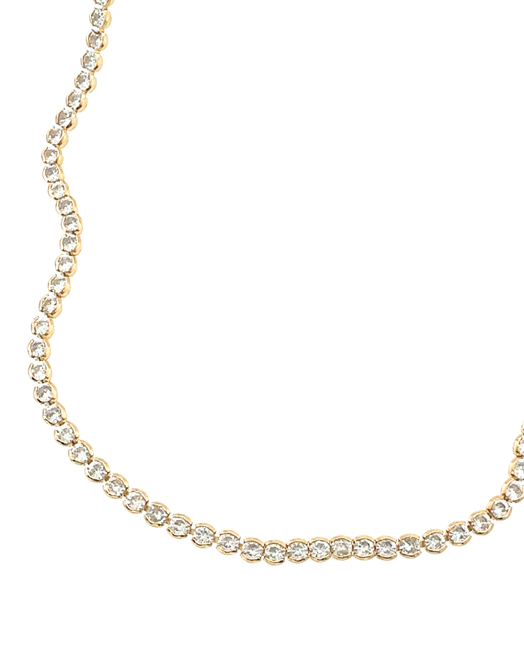 14k yellow gold fill classic crystal tennis white diamond choker necklace