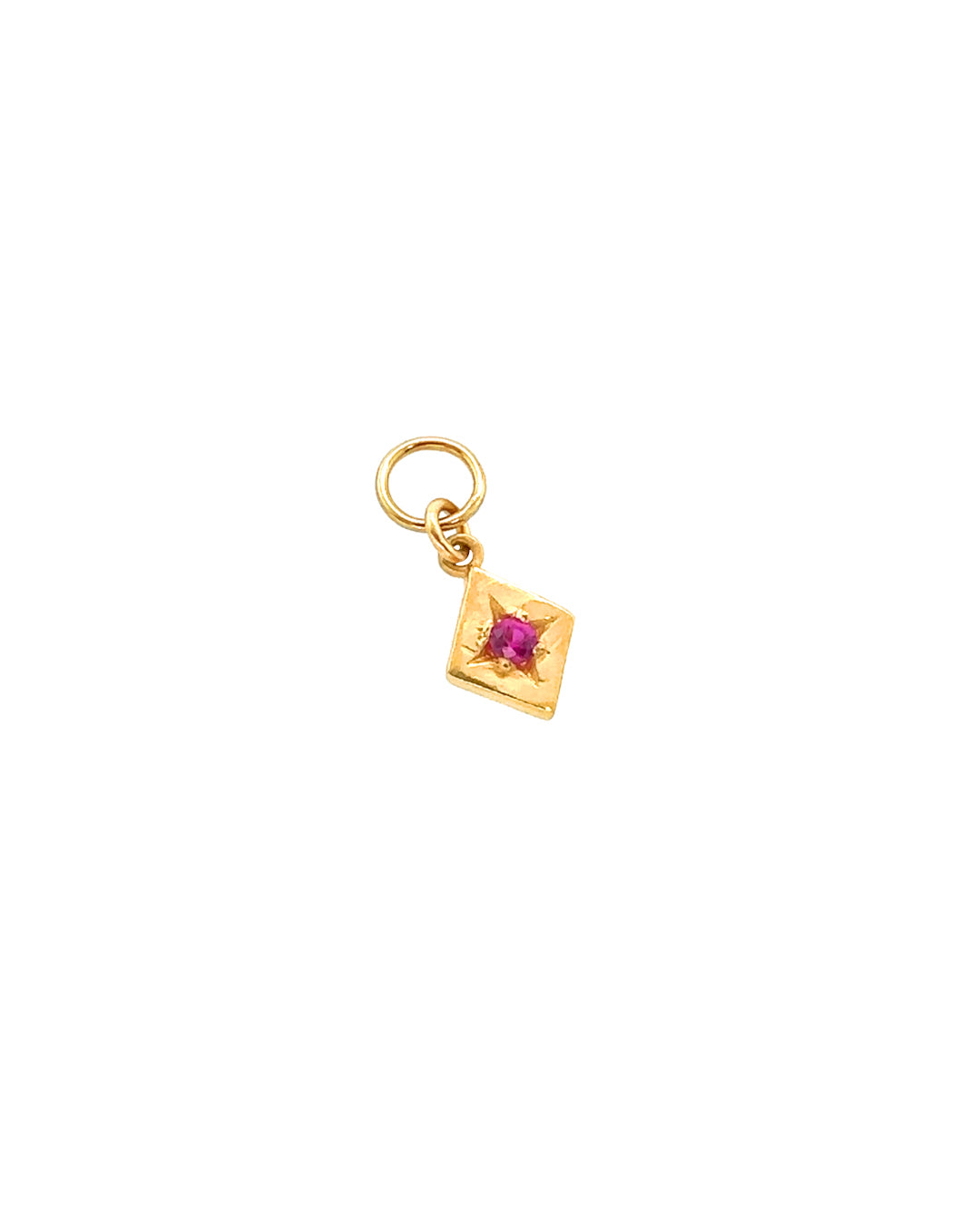 14k yellow gold fill Asteria Ruby Earring charm for huggie hoops earrings. Birthstone charm for earrings and necklace. Made in Australia. July Birthstone. Personalised jewellery.