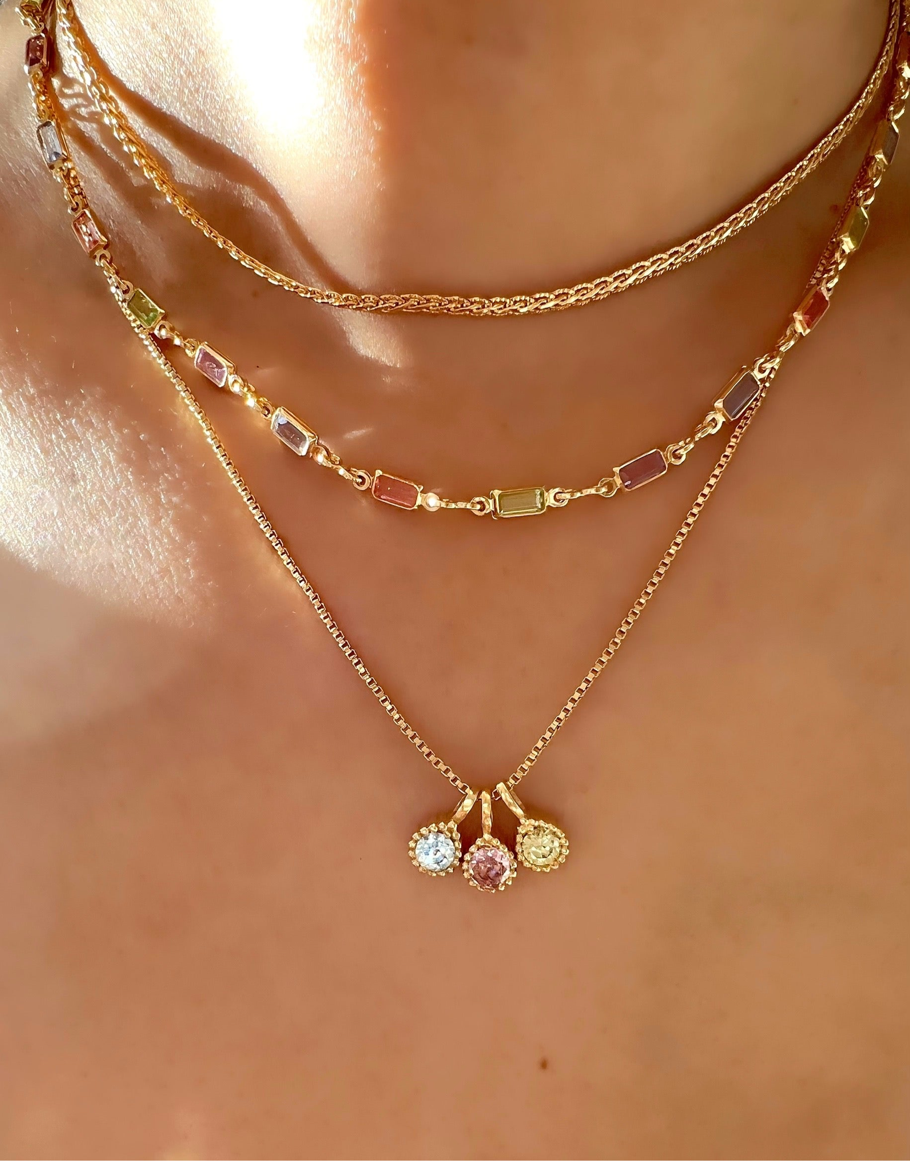 Gold fill petite Mariner necklace choker on a model